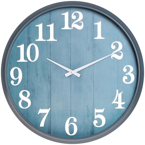 UMEXUS 18 Inch Waterproof Indoor Outdoor Decorative Wall Clock | Upgraded D365 silent quartz movement, battery operated, easy-read dial for patio, garden, pool, farmhouse, and living room
