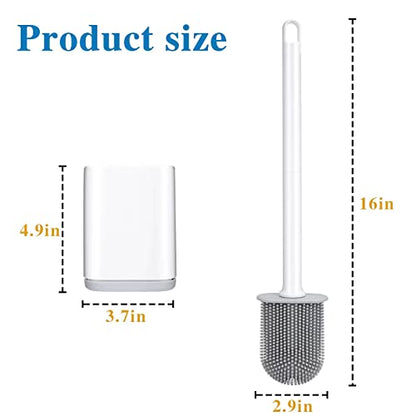 Silicone Toilet Brush and Holder, Wall Mounted No Rust Problem White | TPR Small and compact Flex Flat head Scrubber Ergonomics Modern Cute Bendable Matte Hidden Bathtub