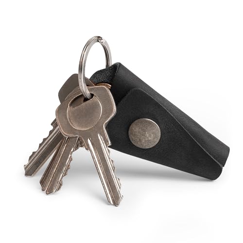 Hide & Drink Full Grain Leather Wrap Keychain, Organizer Snap Closure, Key Ring Cover, Silencer Sleeve Key Holder for Men