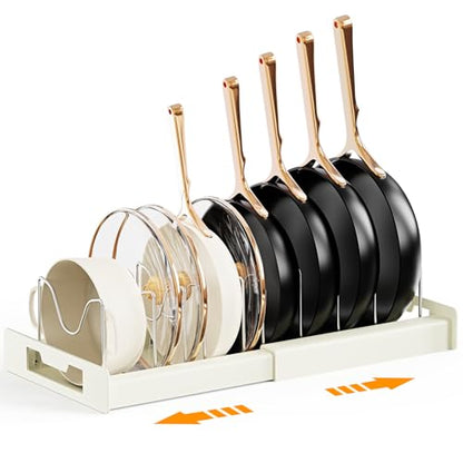 Dayacoco Pots and Pans Organizer Under Cabinet with 10Compartments | Adjustable Pot Lid Holder, Expandable Pan Organizer for Cabinet, Pot Rack for Kitchen Cabinet, Frying Rack, Lid, Cookware