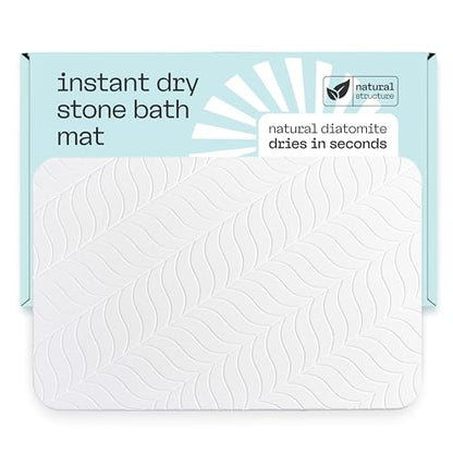 Deepstone Stone Bath Mat for Bathroom, Diatomaceous Earth Stone Mat Bathroom, Super Absorbent Quick Dry & Non Slip for Shower, Tub & Floor, 24" x 16", White