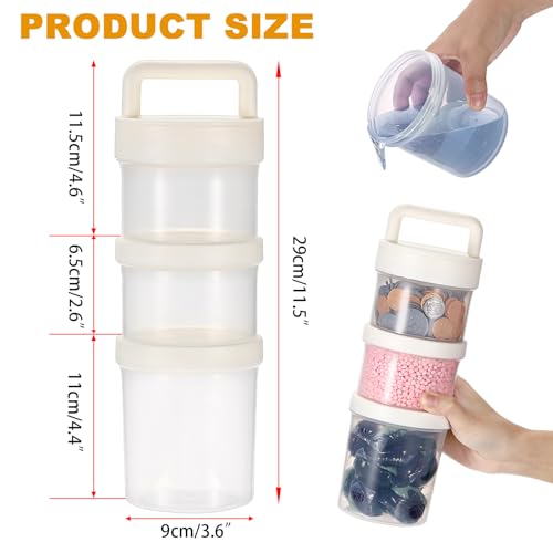 Portable Laundry Detergent Dispenser with Handle, Stackable Storage | For Apartments & Dorms, Small Plastic Laundry Pods Organizer, Scent Booster Tablets Powder Container, Multi-Purpose, 3 Tier