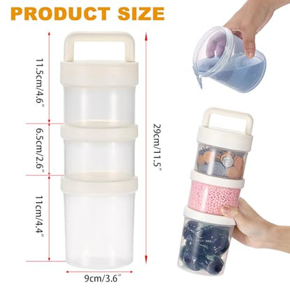 Portable Laundry Detergent Dispenser with Handle, Stackable Storage | For Apartments & Dorms, Small Plastic Laundry Pods Organizer, Scent Booster Tablets Powder Container, Multi-Purpose, 3 Tier