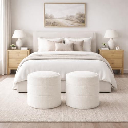 HomePop 18" Storage Round Ottoman - Cream Boucle