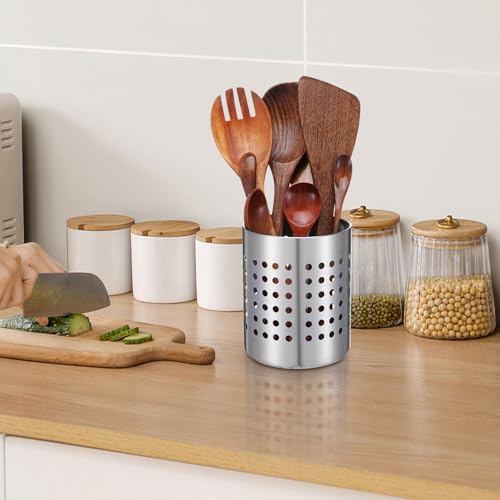 Metal Utensil Holder Set, Small SUS401 Steel Utens... (Silver | Stainless Steel)
