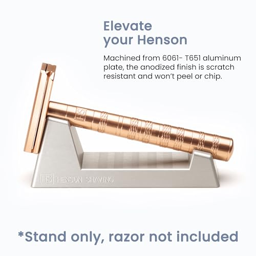 Henson Shaving Machined Aluminum Safety Razor Stand Weighted Non-Slip Base Holder for Optimal Drying Angle - Countertop Storage for Henson Razors