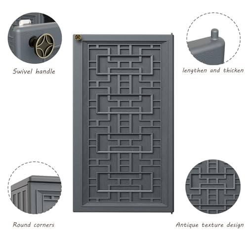 Mrosaa Indoor Outdoor Storage Cabinet Waterproof with Shelf,Plastic Storage Sheds Outdoor Cabinets for Patio/Garden/Backyard, Size 34.3''L*15''W*36.2''H（Gray）