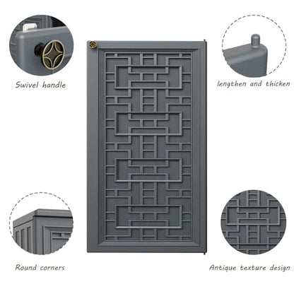 Mrosaa Indoor Outdoor Storage Cabinet Waterproof with Shelf,Plastic Storage Sheds Outdoor Cabinets for Patio/Garden/Backyard, Size 34.3''L*15''W*36.2''H（Gray）