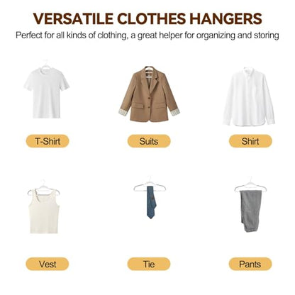 Plastic Stackable Hangers 50 Pack, 360° Swivel Hook, Gray | Non Slip Rubber Strips, Slim Space Saving, Cascading Vertical Storage, Notched Design, Tie Bar, for Coat Suit Shirt Dress