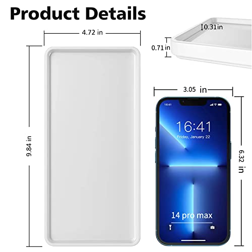 Gurygo 10" Ceramic Vanity Tray for Bathroom Counter - Large Rectangle Kitchen Soap Tray - Ceramic Trays for Kitchen Counter, White