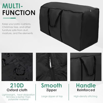 2Pack Patio Cushion Storage Bag Extra Large with Zipper and Handle | Waterproof Outdoor Cushion Storage Bags for Patio Furniture Protective Christmas Tree 68 inch L x 30 inch W x 20 inch H (2)