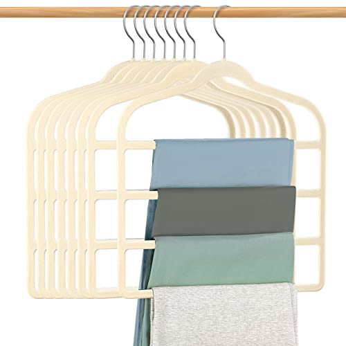Velvet Hangers Space Saving Non Slip Pant Velvet H... (8 Count | Beige)