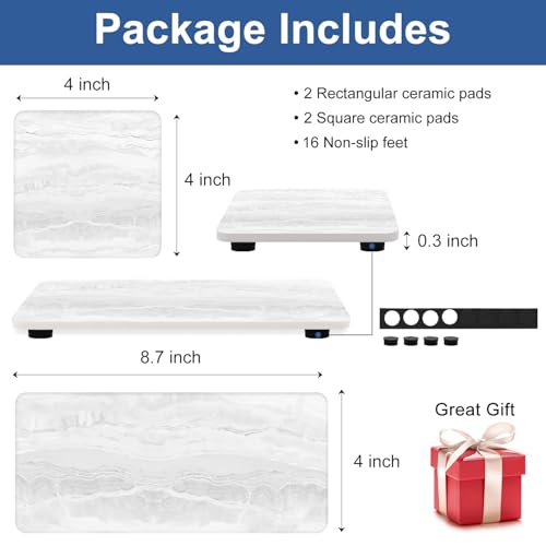 4 Pcs Water Absorbent Stone Dry Tray for Bathroom Sink Kitchen Counter Tray | Diatomite Stone Quick Drying Diatomaceous Earth Mat Soap Dispenser Dish Sponge Holder Ceramic Marble Bathroom Vanity Trays