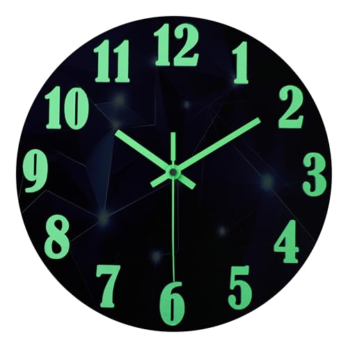 Outdoor Clocks Waterproof 12 Inch Galaxy Night Light Glass Wall Clock for Pool Patio Bathroom