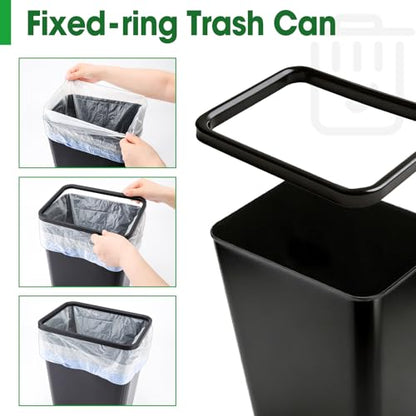 5 Pack Small Trash Can, Plastic Wastebaskets, 3.5 Gallon Small Garbage Can for Bathroom, Bedroom, Kitchen, Offices, Black