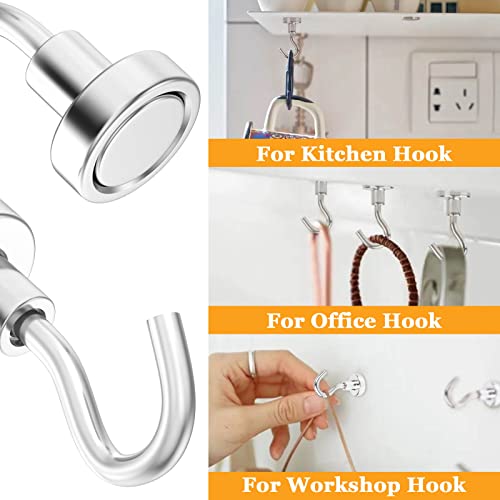 68Pack Super Strong Magnetic Hooks, 25lbs Heavy Duty Magnetic Hook for Hanging, Rare Earth Neodymium Magnet Hooks, for Cruise Ship Camping Grill Kitchen Fridge Garage Wall