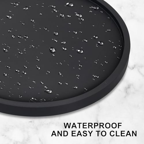 Wooden Lazy Susan for Table Top Organizer Round Tray Kitchen Counter Decor | 10" Small Black Wood Lazy Susan Turntable Cabinet Circle Rotating Bathroom Vanity Tray Coffee Bar Dining Table Accessories