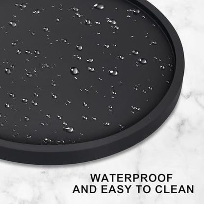 Wooden Lazy Susan for Table Top Organizer Round Tray Kitchen Counter Decor | 10" Small Black Wood Lazy Susan Turntable Cabinet Circle Rotating Bathroom Vanity Tray Coffee Bar Dining Table Accessories