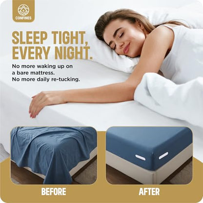 Bed Sheet Holders for Corners – 4PCS Locking Fitted Sheet Clips for All Mattress Sizes – Non-Slip Sheet Fasteners Keep Bedding Tight & Smooth – Easy One-Time Installation – Heavy-Duty Design (White)