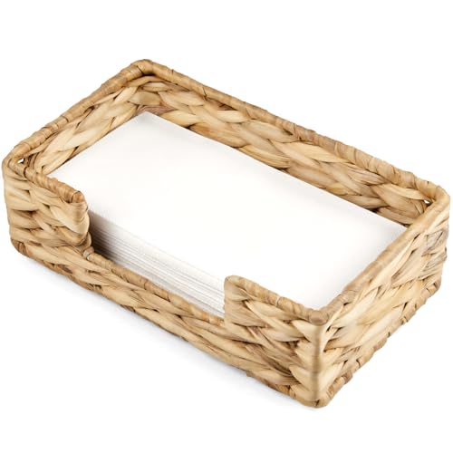 Napkin Holder for Bathroom, Woven Wicker Water Hya... (Brown | Water Hyacinth)