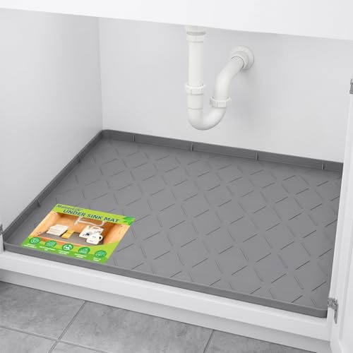 Under Sink Mat Kitchen Waterproof, Silicone Sink T... (Dark Grey | Silicone)