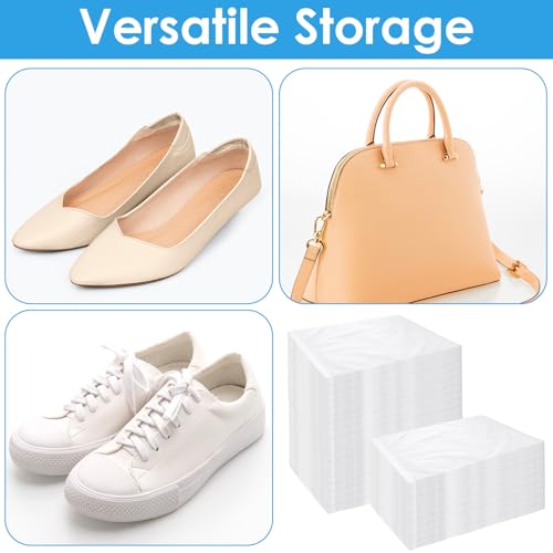 Dimeho 100 PCS Dust Bags for Purses Drawstring Bags Disposable Non-Woven Storage Covers Breathable Handbag Dust Cover Closet Organizer for Shoes Boots Clothes Packing Travel Home