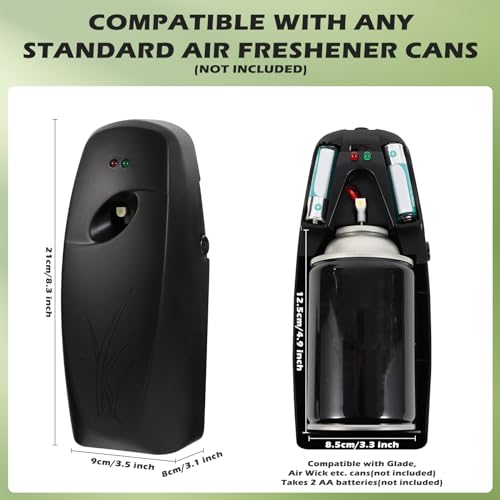 Automatic Air Freshener Spray Dispenser - Commercial and Home Use - Multiple Time Scent/Mist Release Settings for Room/Restroom Sprayer,Air Freshener not Included,Black