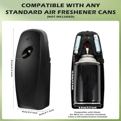Automatic Air Freshener Spray Dispenser - Commercial and Home Use - Multiple Time Scent/Mist Release Settings for Room/Restroom Sprayer,Air Freshener not Included,Black