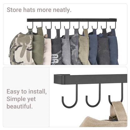Mkono Hat Organizer, Metal Hat Rack for Wall Storage Holds 40 Caps Set of 4 | Space-Saving, Rust-Proof Coating, Sturdy & Durable, Holder Baseball Caps Scarves Bags Keys Belts, Bedroom Entryroom Closet