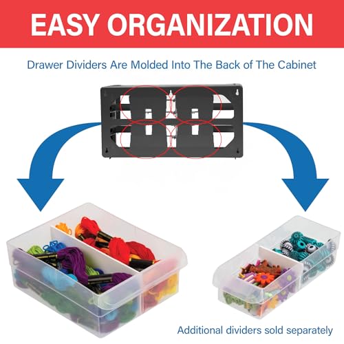 Akro-Mils 26-Drawer Plastic Storage Cabinet, 20"W x 6"D x 10"H, Black