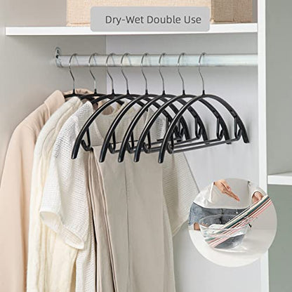 Nature Smile Non Slip PVC Coating Sweater Hangers,Dress Suit Coat Hangers,Shoulder Bump Free Golf T Shirts Clothes Hangers (Black Color 20 Pack)