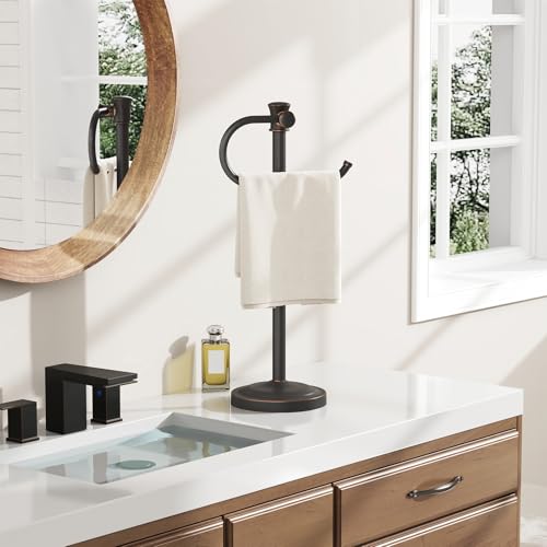 17 Inch Oil Rubbed Bronze Stand Towel Bar Hanger Hand Towel Bar Bathroom Vanity Countertop Towel Holder Free Standing Stainless Steel Towel Ring Hardware Accessories Towel Rack
