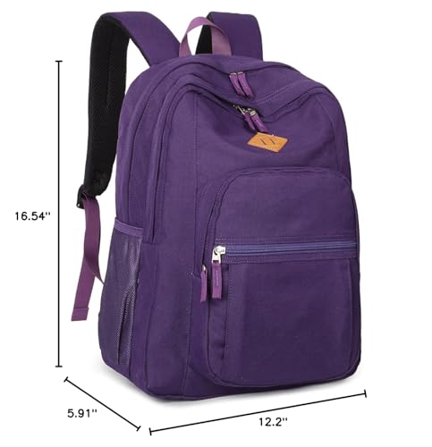 abshoo Girls Solid Color Backpack For College Women Water Resistant School Bag (Purple)