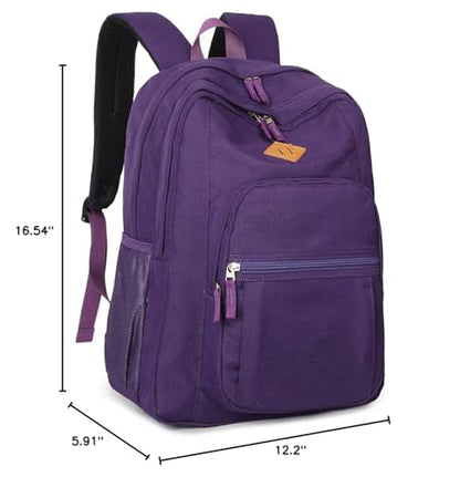 abshoo Girls Solid Color Backpack For College Women Water Resistant School Bag (Purple)