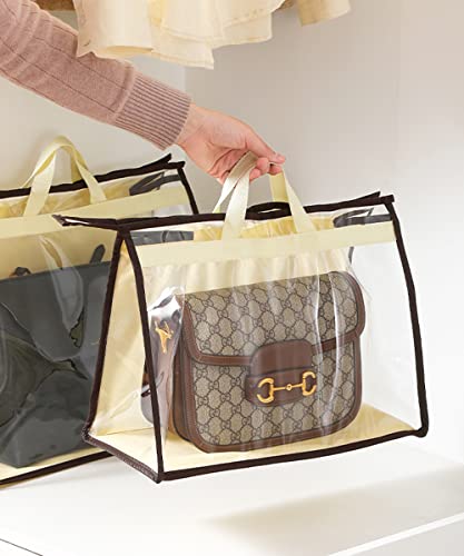 8 Pack Handbag Dust Bags Clear Purse Storage Organizer for Closet, Hanging Zipper Storage Bag for Handbags