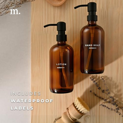 MaisoNovo Soap Dispenser 1-Piece Set | 16.9oz Amber Bottles with Black Plastic Pumps