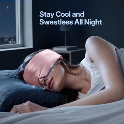 LitBear Reversible Silk and Cooling Sleep Eye Mask for Women Men | Light Blocking, Side Sleepers, Soft, Breathable, Nose Flap, Quiet Adjustable Strap, Travel Pouch, All-Season Comfort