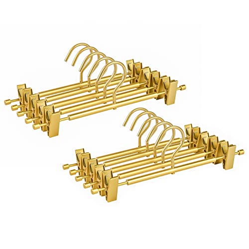 10 Pack Matte Gold Aluminum Pants Hangers, Metal S... (10 Count | Matte Gold | Aluminum, Metal)