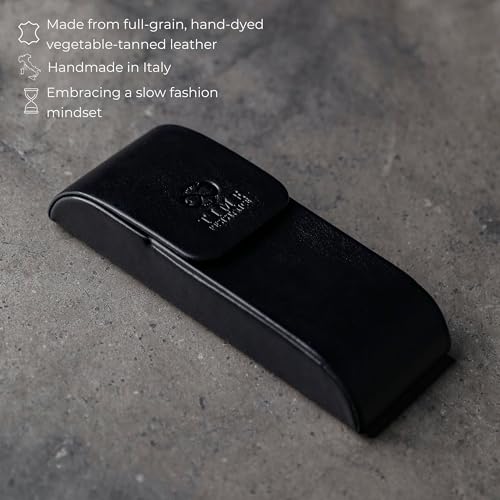 Time Resistance Leather Glasses Case - Hard Shell Leather Glasses Case - Made in Italy