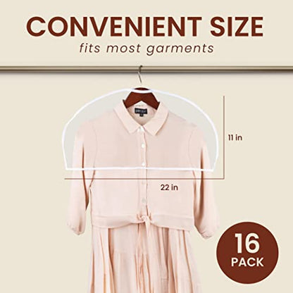 Handy Laundry Clear Vinyl Shoulder Covers Set of 16, Garment Protectors | Set of 16 Clear Vinyl Shoulder Covers, Dust-Free Garment Protectors for Suits Dresses Blouses, In & Out of Season