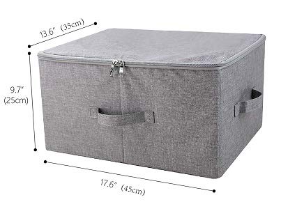 iwill CREATE PRO Pack of 3, 17.7 * 13.8 * 9.8" Stackable Folding Storage Baskets with Lid & Carry Handles & Memo Pocket, Good Wardrobe Separator Bins, Dark Gray