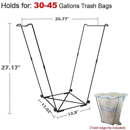 Artigarden Garden Trash Bag Holder - Outdoor Leaf Bag Support Stand Multi-Use Metal Garbage Bag Holder Frame Holds 30-45 Gallons Bag for Camping Leaves Gardening Parties Yard Weeding (Black)