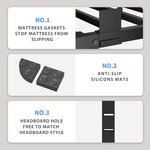 VIPSHOW 18 Inch Queen Bed Frame with Round Corners No Box Spring Needed