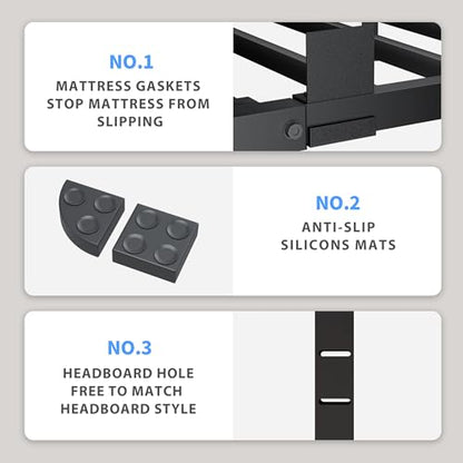VIPSHOW 18 Inch Queen Bed Frame with Round Corners No Box Spring Needed