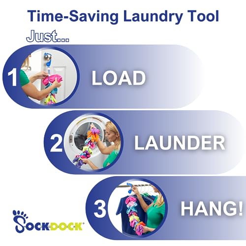 Sock Laundry Solution for Washing Drying & Storing Socks in Pairs, Clip & Hold Socks in Washer Dryer & Closet 2-Pack