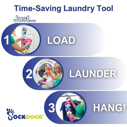 Sock Laundry Solution for Washing Drying & Storing Socks in Pairs, Clip & Hold Socks in Washer Dryer & Closet 2-Pack