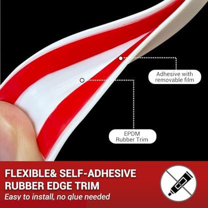 Rubber Edge Trim, Flexible Baby Proof Edge Trims for Sharp Edges, 1/16" U Channel Edge Protector, Self Adhesive Edge Guards for Car Doors and Sheet Metal Parts, 20Ft, White Color, Silicone Material