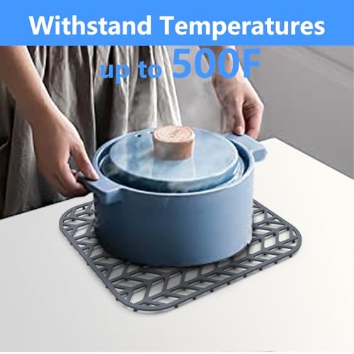 Sink Protectors for Kitchen Sink 12"x11"Silicone Sink mat 2pcs | Various sizes and styles,Protector for sinks and dish,Withstand to 500F,Food-grade silicone ,raised feet,Dishwasher Washing