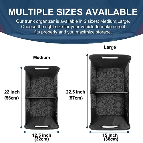 Deosk Car Trunk Organizer and Storage with Reinforced Handles, Waterproof Polyester Trunk Organizer for SUV, Minivan, Truck (Large, Black)