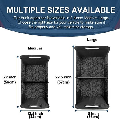 Deosk Car Trunk Organizer and Storage with Reinforced Handles, Waterproof Polyester Trunk Organizer for SUV, Minivan, Truck (Large, Black)